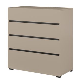 Commode Havana Beige Et Noir – 4 Tiroirs – Élégance Moderne Et Rangement Compact