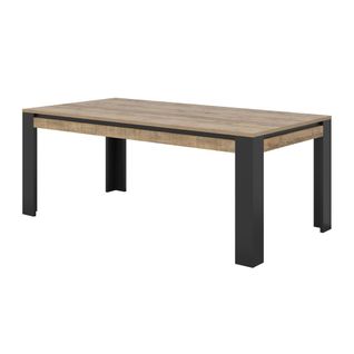 Table De Salle à Manger 8 Personnes Meunier – Chêne et Noir Mat, 195×77×100 Cm