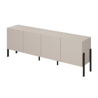 Buffet Salma 4 Portes Push-to-open – Beige et Noir Mat, 204×70×40 Cm