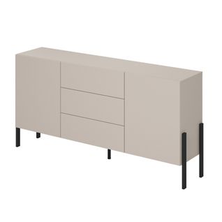 Buffet Salma 2 Portes et 3 Tiroirs Push-to-open – Beige et Noir Mat, 184×90×40 Cm