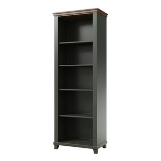 Bibliothèque Assia Vert Foncé Et Bois 71 Cm - 5 Niches Ouvertes - Élégance Sobre Et Design