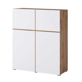 Buffet Haut Havana – 120cm – 4 Portes Battantes – Chêne Et Blanc – Design Minimaliste Et Moderne