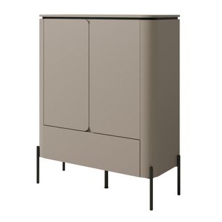 Buffet Haut Bella 2 Portes 1 Tiroir – Finition Congo Mat – Pieds Métal Noirs Élégants