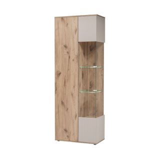 Vitrine Erina – 2 Portes – Chêne Clair Et Beige