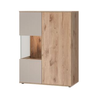 Buffet Haut Erina – 2 Portes – Chêne Clair Et Beige – 90 Cm