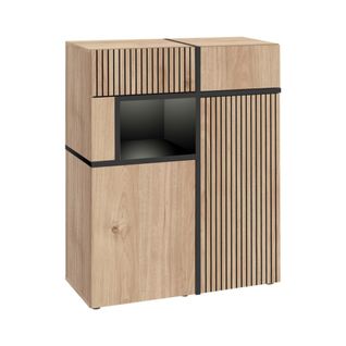 Buffet Criss – 2 Portes, 2 Tiroirs, LED – Chêne Clair Et Noir
