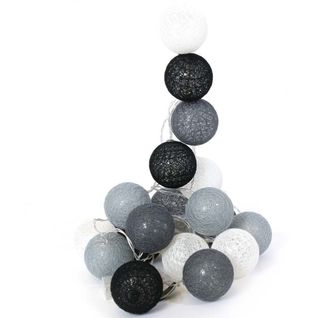 Guirlande Lumineuse Boules Colorées 20 LED 3,45 M Blanc. Noir. Gris
