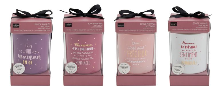 Bougie H8 cm SURPRISE Blanc / Violet / Rose / Rouge