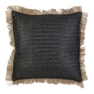 Coussin Design Bord De Mer En Jute Raphia - L. 40 X L. 40 Cm - Noir