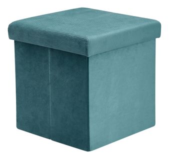 Pouf Coffre Pliable En Velours Design Giulia - L. 38 X H. 38 Cm - Bleu
