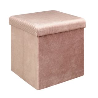 Pouf Coffre Pliable En Velours Design Giulia - L. 38 X H. 38 Cm - Rose