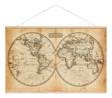 Kakemono 110x94 cm MAPPEMONDE Beige / Noir