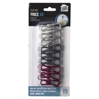 Lot De 9 Pinces "ferme Sachet" 10cm Gris