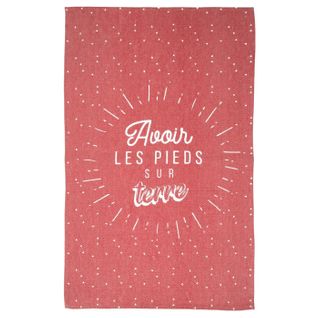 Tapis Déco "les Pieds Sur Terre" 50x80cm Rouge