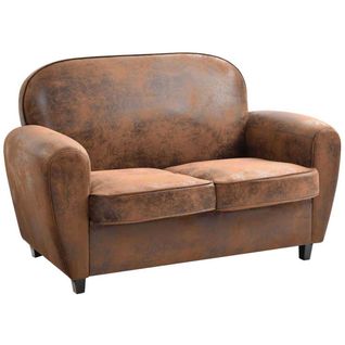 Canapé Club En Tissu Marron 2 Places