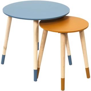 Tables Gigognes Bicolores Scandi (lot De 2) Bleu Et Jaune