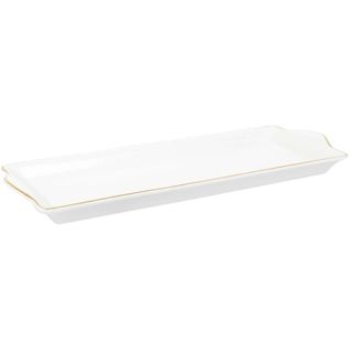 Plat De Service En Porcelaine Liseré Doré 34 X 14 Cm