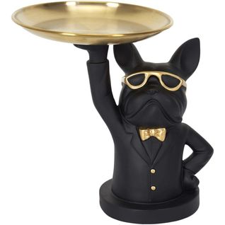 Vide Poche Déco Bouledogue Serveur Noir Et Doré