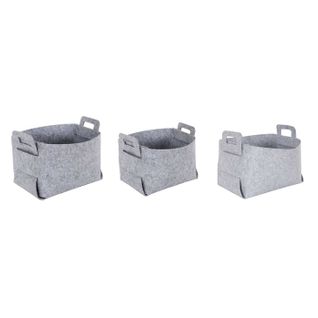 Lot De 3 Boîtes De Rangement "feutrine" 49cm Gris