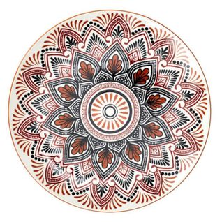 Lot De 6 Assiettes Plates "mandala" 26cm Orange