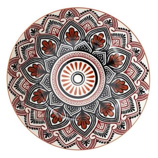 Lot De 6 Assiettes Creuses "mandala" 20cm Orange