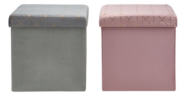 Pouf pliable H. 37,5 cm ORIGAMI Rose ou gris