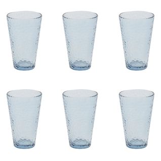 Lot De 6 Verres à Eau "martelé" 34cl Bleu Fumé