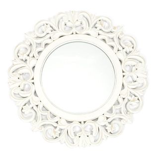 Miroir Mural En Bois Sculpté "charme" 60cm Blanc