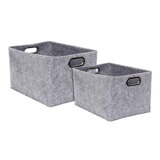 Lot De 2 Paniers De Rangement "anses" 40cm Gris
