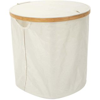 Panier De Rangement Rond En Tissu Et Bambou