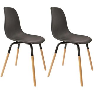 Chaise Scandinave Pieds Métal Et Bois De Hêtre Phenix (lot De 2) Noir