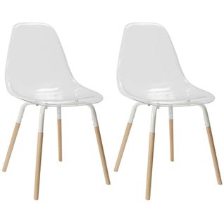 Chaise Scandinave Pieds Métal Et Bois De Hêtre Phenix (lot De 2) Transparente