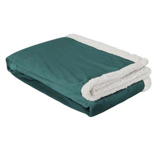 Plaid Microfibre "intérieur Sherpa" 125x150 cm Bleu Canard