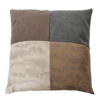 Coussin Déco "patchwork" 40x40cm Marron et Beige