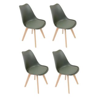 Lot De 4 Chaises Scandinave "skansen" 81cm Kaki