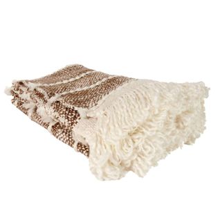 Plaid En Maille Tressée à Franges 120 X 150 Cm