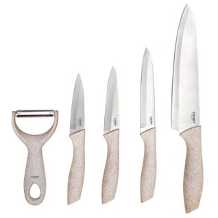 Lot De 4 Couteaux et Éplucheur "inox" 31cm Beige