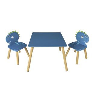 Table et 2 Chaises Enfant "dino" 55cm Bleu