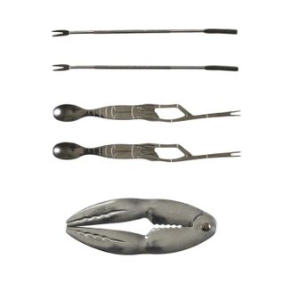 Coffret D'ustensiles Crustacés "5 Pièces" 20cm Gris