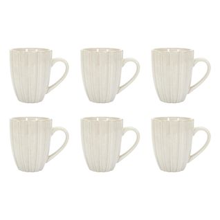 Lot De 6 Mugs En Céramique "vlora" 30cl Beige