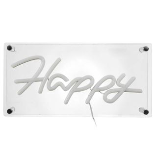 Lampe Acrylique Effet Néon "happy" 30cm Bleu