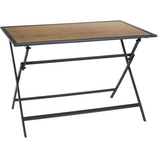 Table Pliable En Métal Anthracite Et Effet Bois Barcelone 110 X 70 Cm