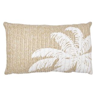 Coussin Déco "palmier" 30x50cm Naturel et Blanc