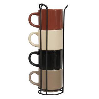 Lot De 4 Tasses Avec Support "darin" 22cl Multicolore