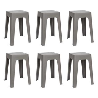 Lot De 6 Tabourets Empilables "spectra" 47cm Gris