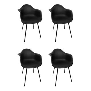 Lot De 4 Chaises Fauteuil "gustav" 85cm Noir