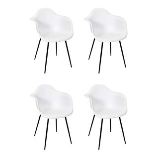 Lot De 4 Chaises Fauteuil "gustav" 85cm Blanc