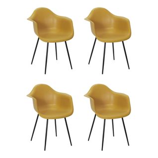 Lot De 4 Chaises Fauteuil "gustav" 85cm Jaune