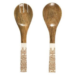 Couverts à Salade En Bois "dune" 30cm Terracotta