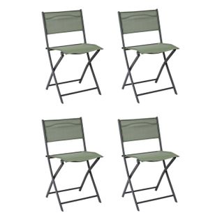 Lot De 4 Chaises De Jardin "elba" 80cm Kaki